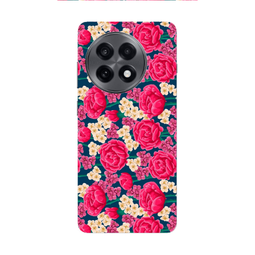 Oneplus 13 5G Red and pink Flowers Transparent Silicone TPU Θήκη